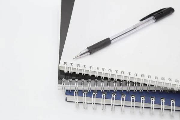 Selective Focus Pen Notebook White Background — Stock Photo, Image