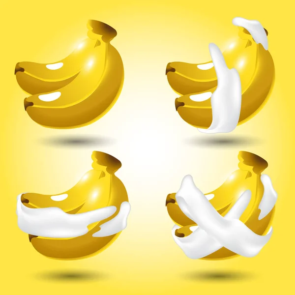 Conjunto Frutas Amarelas Banana Itens Para Combinar Jogos Vetor Ativos — Vetor de Stock