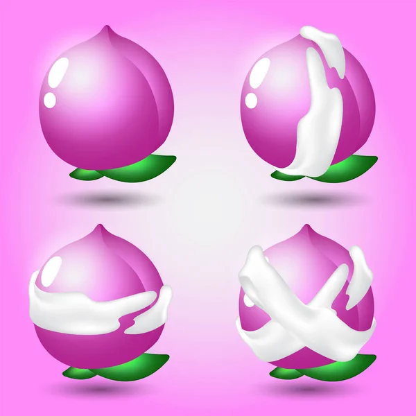 Şeftali meyvesi seti. 3 oyun için ögeler, Web veya oyun tasarımı için Varlık Vektörü.