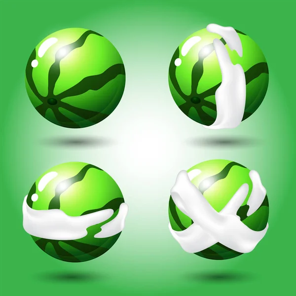 Set of watermelon green fruits. Items for match 3 games, Assets Vector for web or game design.