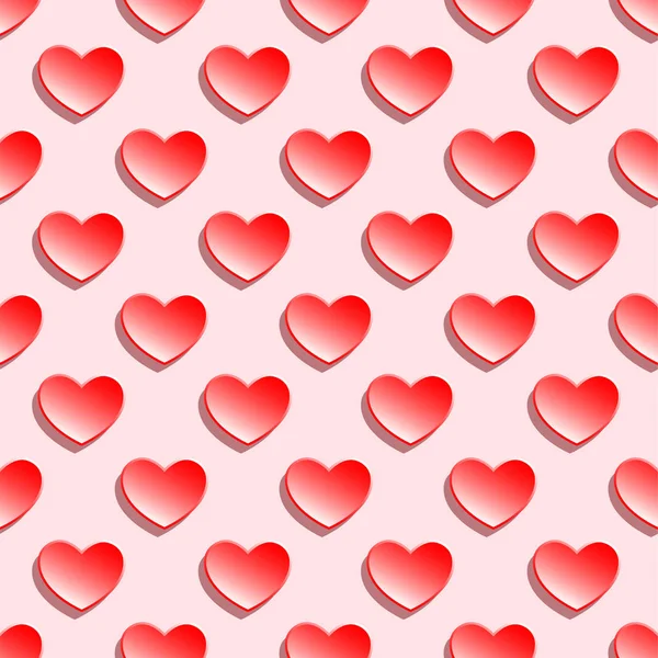 Seamless vector pattern with red hearts on pink background. Heart background for valentine\'s day