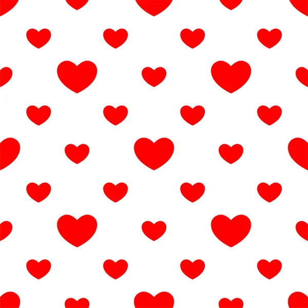 Seamless pattern in stylish bright red hearts on white background for tablecloth and other things. Vector Illustration