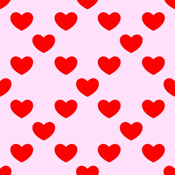 Сердечный Фон День Святого Валентина Бесшовный Векторный Узор Красными Сердцами — стоковый вектор