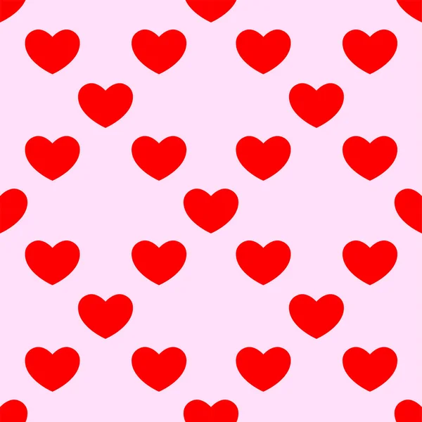 Heart background for valentine\'s day. Seamless vector pattern with red hearts on pink background