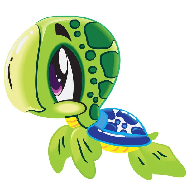 Şirin Bebek Deniz Kaplumbağa Vektörü İllüstrasyonu. Deniz Hayvanı Minimali