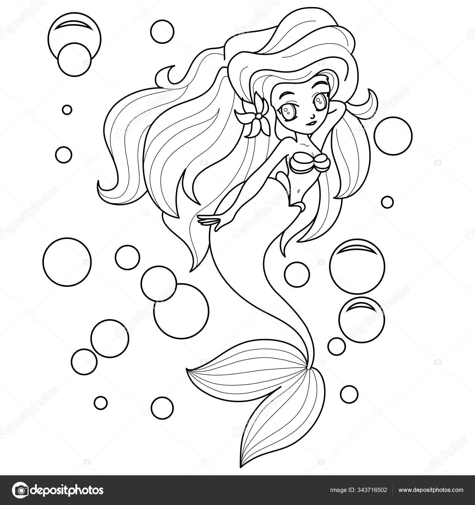 Livre de coloriage fantaisie avec effet 3D - Sirène - Elfe