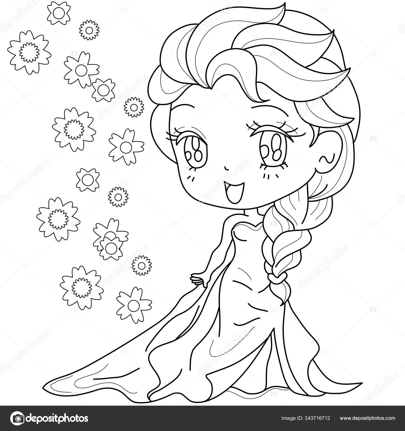 Anime Kids Coloring Pages Anime Girl Outline Sketch Drawing Vector