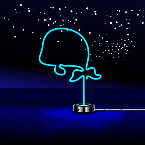 Parlayan Neon Mavi Yunusu. Parıltı efekti gece kulübü veya bar konsepti. Karanlık arka planda. düzenlenebilir vektör