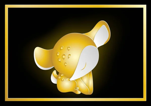 Altın Geyik uyku kağıdı biçimli. Vector çizgi filmi, arka planda çerçeve ile bebek hayvan kağıt zanaatı .