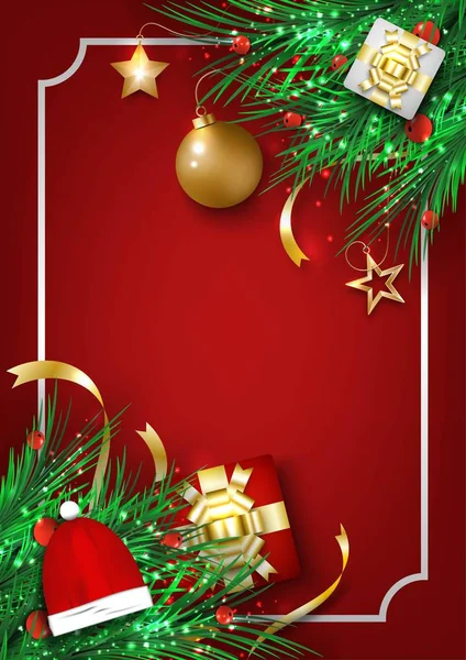 Mutlu Noeller ve mutlu yeni yıl boş şablonu tebrik kartı, vektör illüstrasyonu.