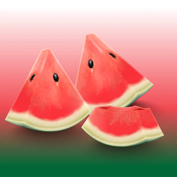 Wassermelone Frische Früchte Realistisches Symbol Vektorillustration — Stockvektor