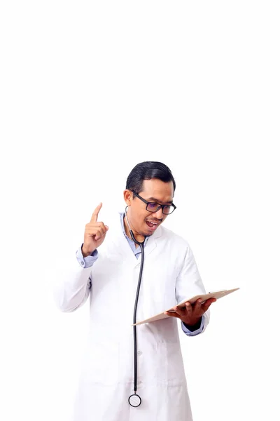 Retrato Médico Asiático Con Piel Marrón Gafas Para Encontrar Ideas —  Fotos de Stock