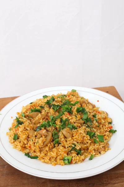 Nasi Goreng Jawa Popular Plato Arroz Indonesio Arroz Frito Cocido — Foto de Stock