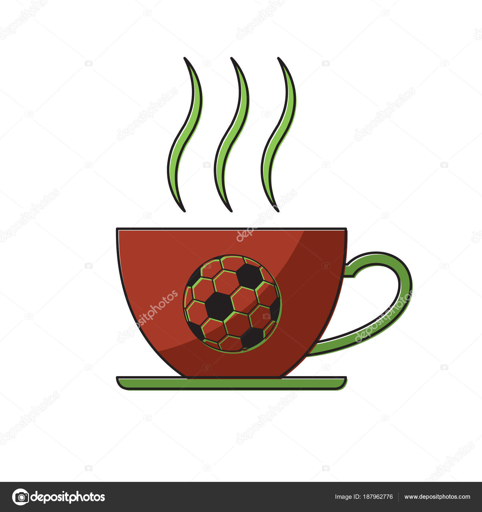 Soccer Coffee Cup Sport Thin Line Flat Design Icon Vector Illust Stock Vector C Lekkyjustdoit