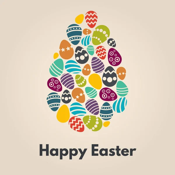 Feliz cartão de felicitações Páscoa com ovo — Vetor de Stock