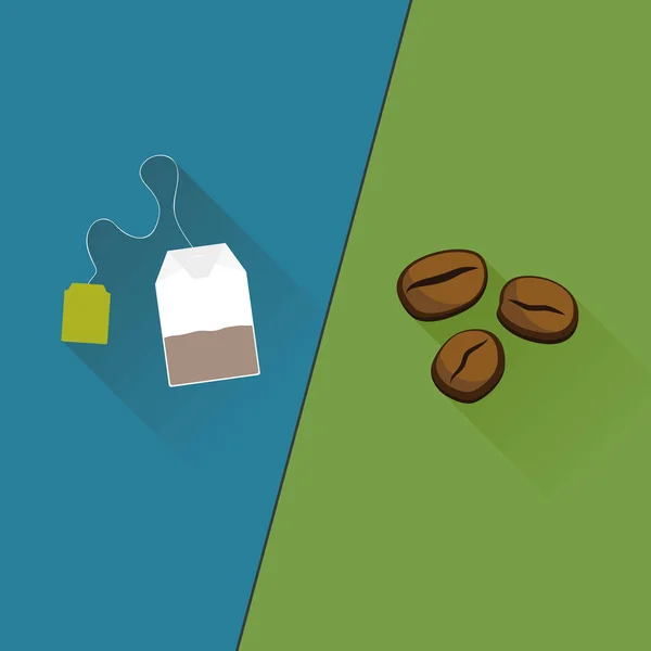 Té vs café diseño plano . — Vector de stock