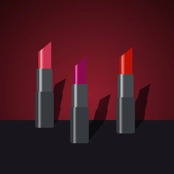 Ensemble de rouges à lèvres cosmétiques de mode — Image vectorielle
