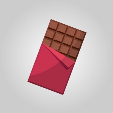 Kırmızı şal tatlı çikolata bar. Düz vektör çizim.