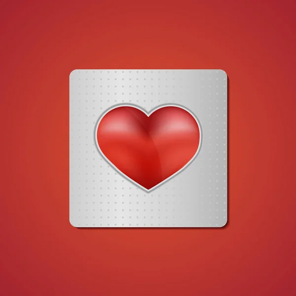 Καρδιά Χάπι Κόκκινο Φόντο Ημέρα Του Αγίου Βαλεντίνου Κάψουλα — Διανυσματικό Αρχείο