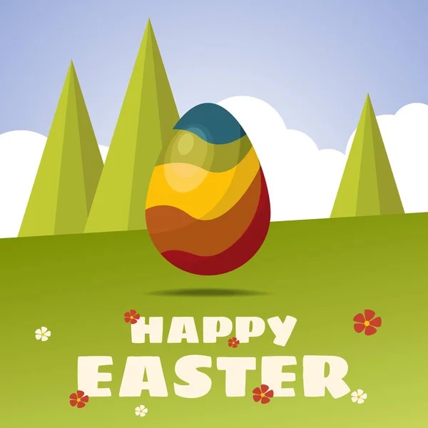 Feliz Tarjeta Pascua Color Huevo Pascua Diseño Plano Huevo Caza — Vector de stock