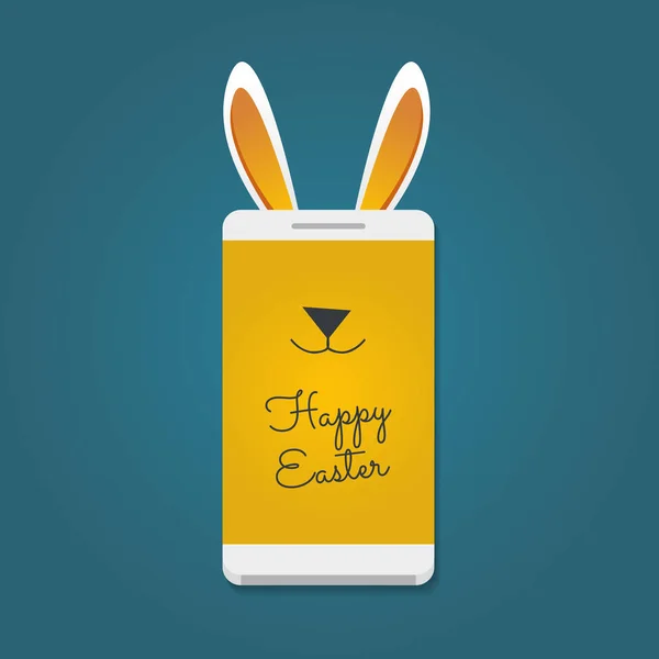 Happy Easter Message Smartphone Bunny Ears — Stock Vector