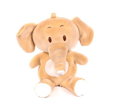 yumuşak oyuncak beyaz arka plan izole edilmiş kahverengi fil