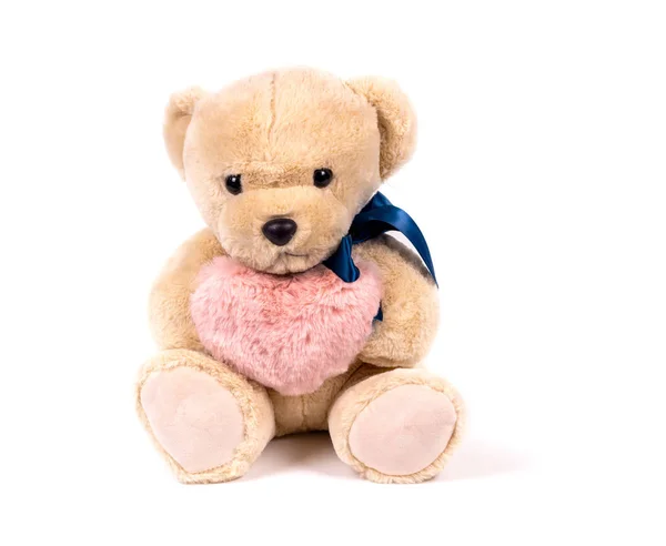 Brinquedo macio fundo branco isolado urso marrom — Fotografia de Stock