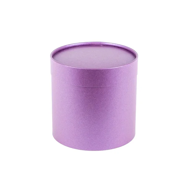 圆帽紫丁香盒白色背景隔离 — 图库照片
