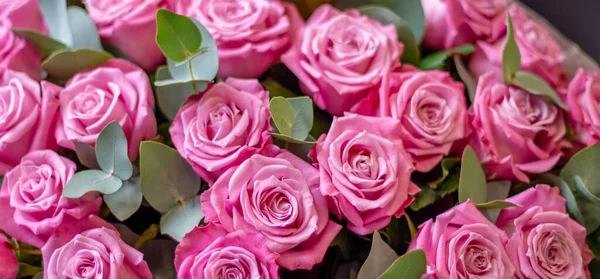 Изображение Букета Розовых Роз Крупным Планом — стоковое фото