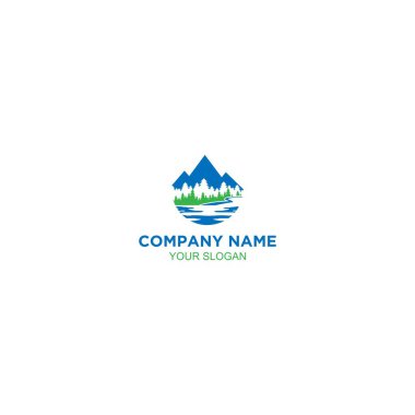 Mountain Pine ve Creek Logo Tasarım Vektörü