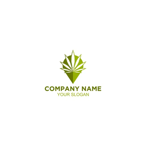 Marijuana Store Ubicazione Logo Design Vector — Vettoriale Stock