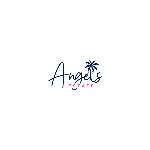 Angels Estate Beach House Logo Design Vector — Stock Vector