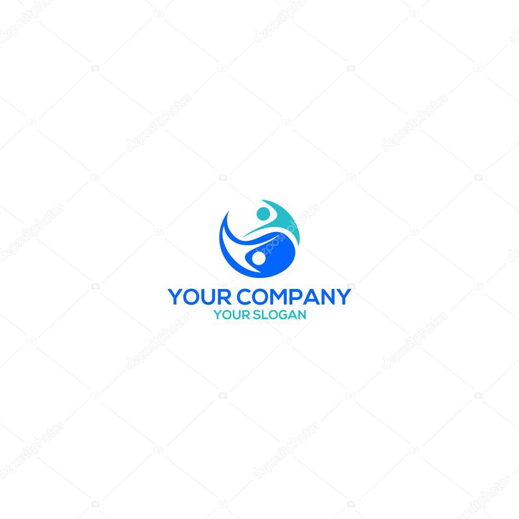 People Ying Yang Logo Design Vector
