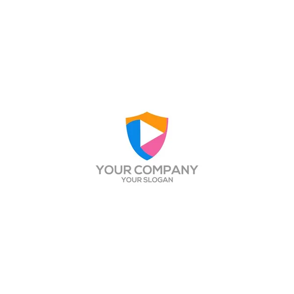 Escudo Jogar Logo Design Vetor —  Vetores de Stock