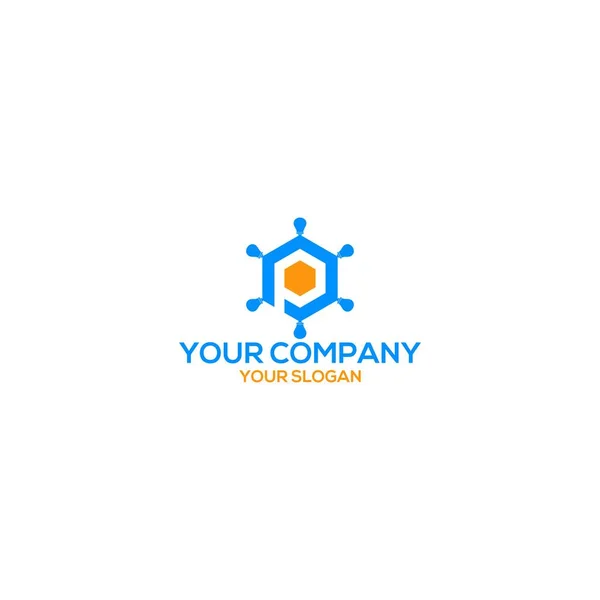 Hexágono Lâmpada Logotipo Design Vector — Vetor de Stock
