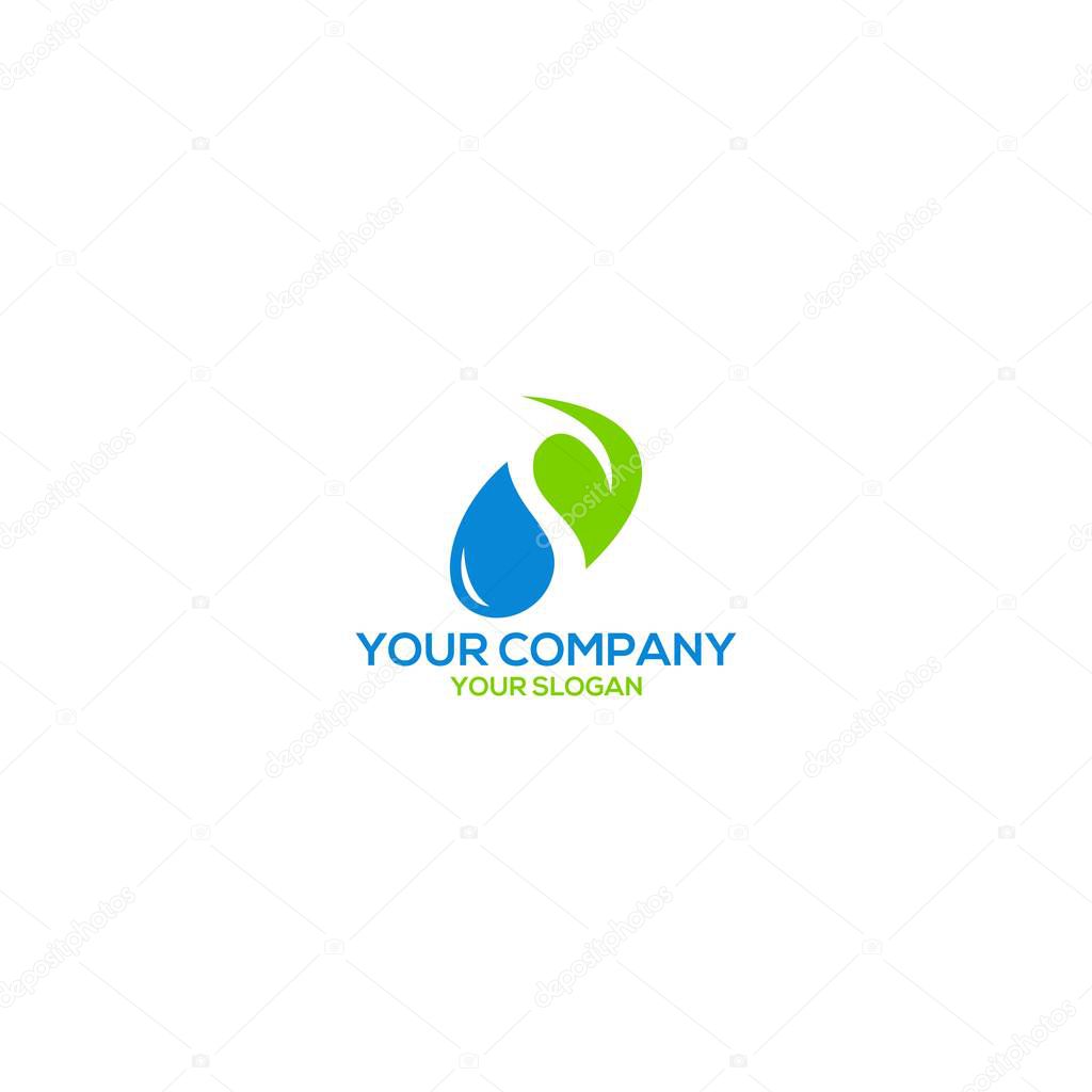 S Leaf and Water Logo Design Vector