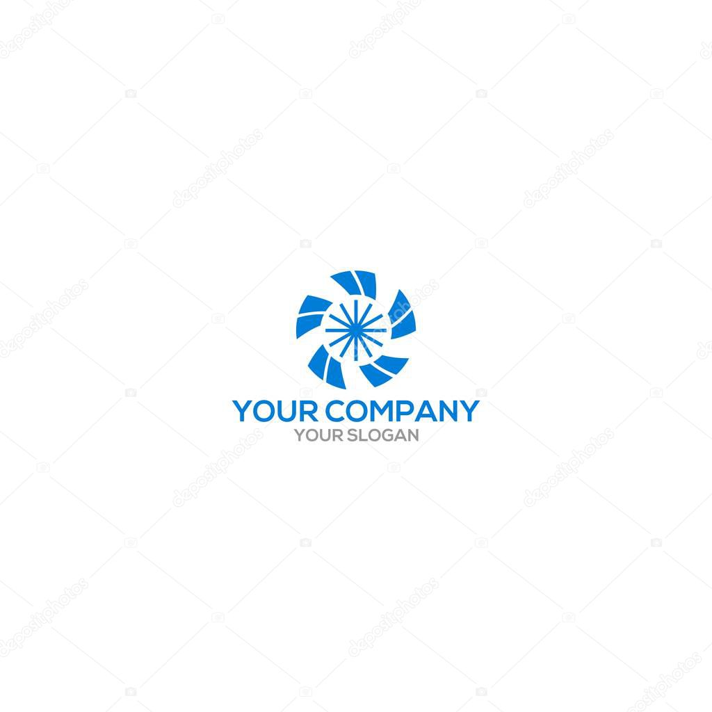Blue Wind Fan Logo Design Vector