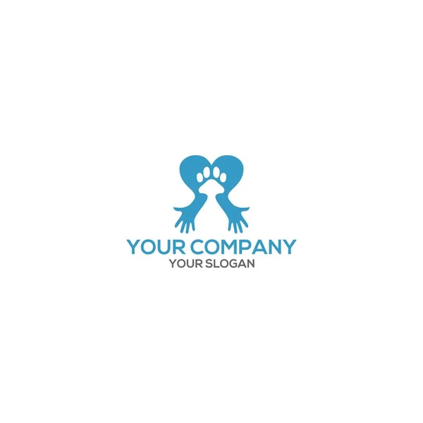Amor Mão Animal Patas Logotipo Design Vector — Vetor de Stock