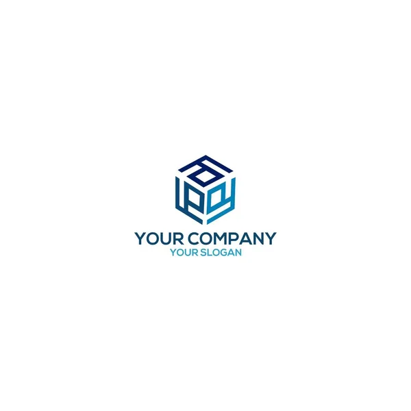 Niebieski Sześcian Logo Design Wektor — Wektor stockowy