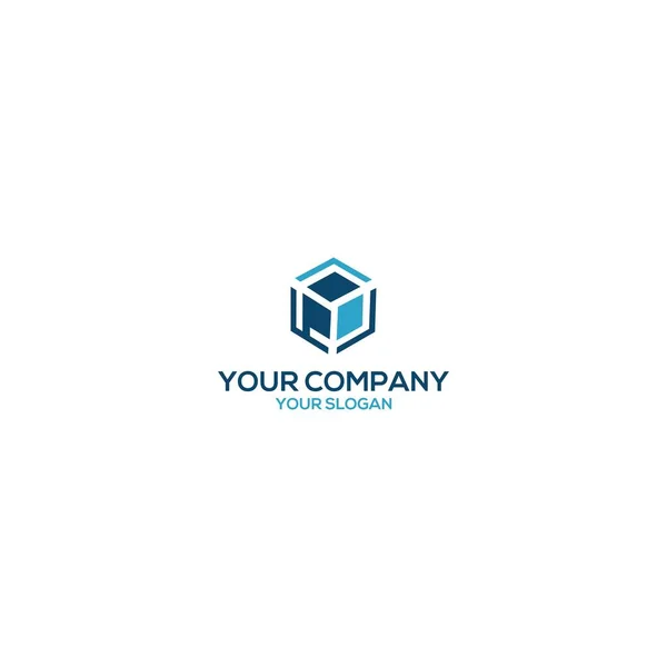 Cube Logo Design Vektor - Stok Vektor