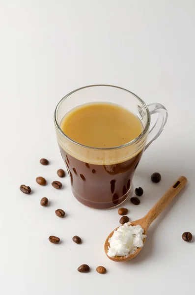 Café Prova Balas Com Manteiga Receita Dieta Cetogênica Branco — Fotografia de Stock