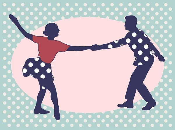 Pareja Joven Bailando Jazz Swing Plantilla Horizontal Con Texto Fiesta — Archivo Imágenes Vectoriales