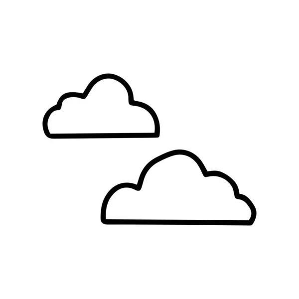 Två moln isolerade på vit bakgrund i klotter stil. Vektorillustration. — Stock vektor