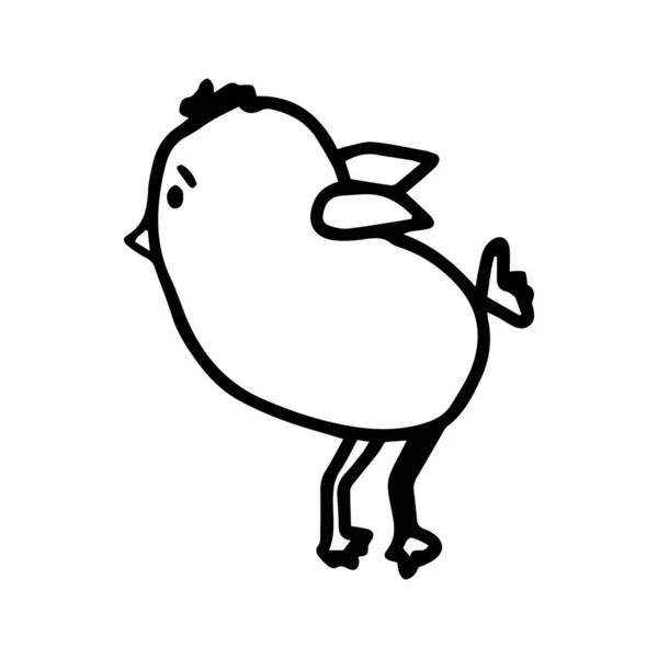 Мила пташеня Вчиться літати. Векторна каракуля ілюстрація ізольована на білому тлі. Начерки — стоковий вектор