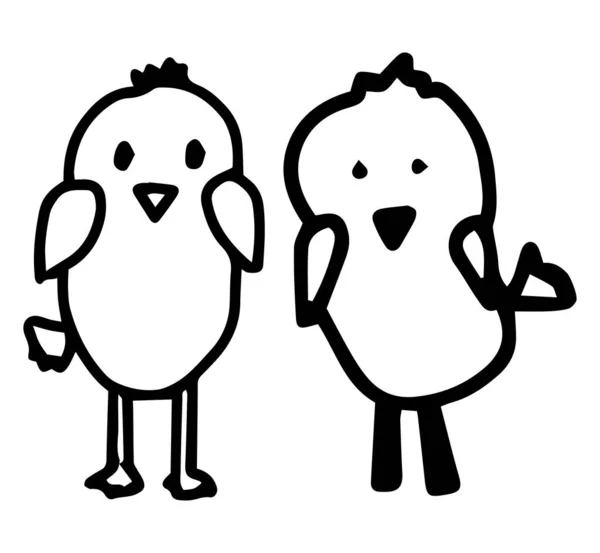 Deux petites filles. Illustration vectorielle de contour de doodle isolée sur fond blanc . — Image vectorielle
