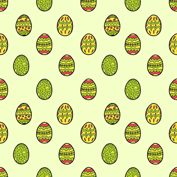 Patrón sin costuras de Pascua con pequeños huevos aislados sobre fondo verde pastel. Impresión. Vector — Vector de stock