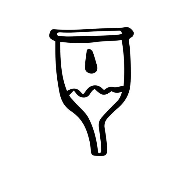 Copo menstrual zero resíduos isolados em fundo branco no estilo doodle. Zero conceito de desperdício. Vetor —  Vetores de Stock