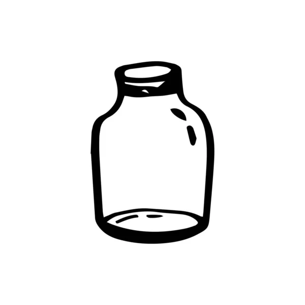 Eco conceito de ecologia recipiente de armazenamento de vidro no estilo doodle isolado no fundo branco . —  Vetores de Stock