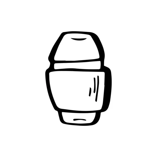 Copo de cerâmica reutilizável para beber café na mão desenhado estilo doodle isolado no fundo branco . —  Vetores de Stock