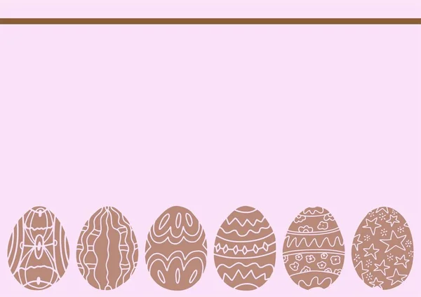 Пастельно-розовый пасхальный фон с пасхальными декоративными яйцами. Принято. Место для текста . — стоковый вектор